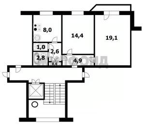 2-к квартира, вторичка, 53м2, 9/9 этаж