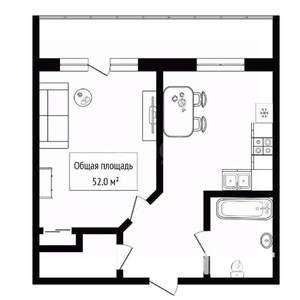 1-к квартира, вторичка, 52м2, 15/17 этаж