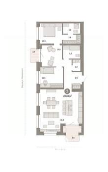 2-к квартира, сданный дом, 107м2, 7/8 этаж