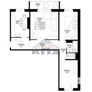 3-к квартира, вторичка, 75м2, 4/15 этаж