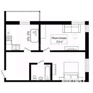 2-к квартира, вторичка, 35м2, 7/17 этаж