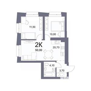 2-к квартира, вторичка, 50м2, 13/25 этаж
