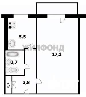 1-к квартира, вторичка, 30м2, 3/9 этаж