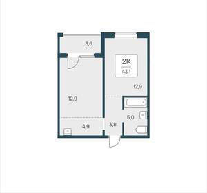 2-к квартира, вторичка, 43м2, 12/17 этаж