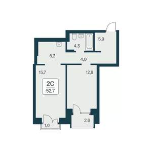 2-к квартира, вторичка, 53м2, 18/21 этаж