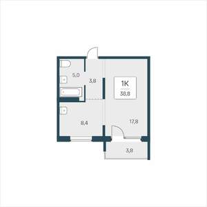 1-к квартира, вторичка, 39м2, 9/17 этаж