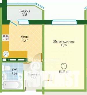 1-к квартира, вторичка, 37м2, 5/18 этаж