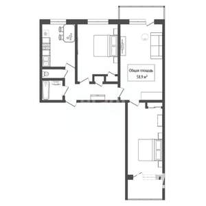 3-к квартира, вторичка, 59м2, 4/9 этаж