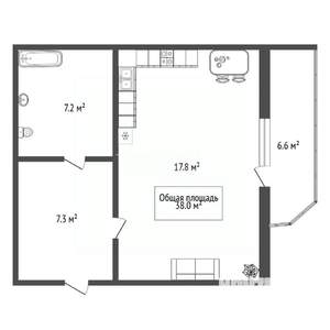 Студия квартира, вторичка, 38м2, 4/24 этаж
