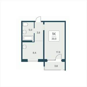 1-к квартира, вторичка, 39м2, 11/17 этаж