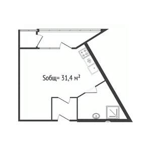 Студия квартира, сданный дом, 31м2, 16/26 этаж