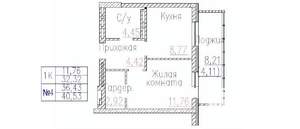 1-к квартира, строящийся дом, 41м2, 2/24 этаж