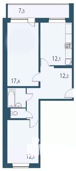 2-к квартира, вторичка, 63м2, 3/17 этаж