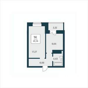 1-к квартира, вторичка, 42м2, 7/25 этаж