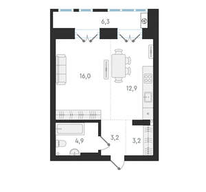 1-к квартира, вторичка, 40м2, 8/20 этаж