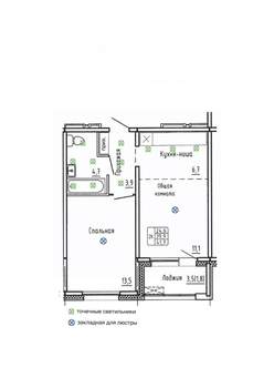 2-к квартира, вторичка, 42м2, 4/14 этаж