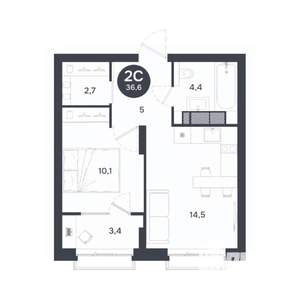 1-к квартира, вторичка, 37м2, 6/17 этаж