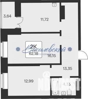 2-к квартира, вторичка, 62м2, 11/25 этаж