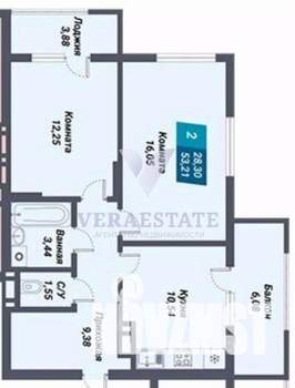 2-к квартира, вторичка, 53м2, 2/29 этаж