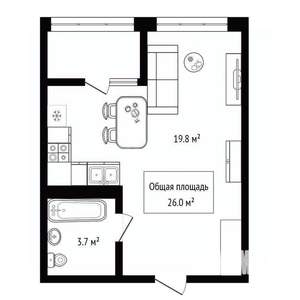 Студия квартира, вторичка, 26м2, 13/17 этаж