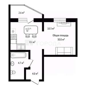 1-к квартира, вторичка, 30м2, 1/17 этаж