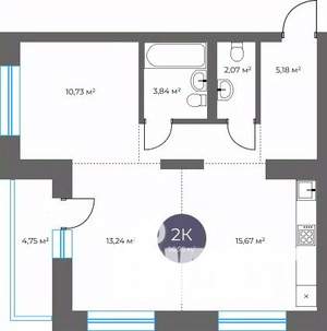 2-к квартира, вторичка, 57м2, 11/18 этаж