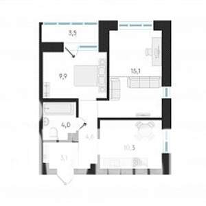 1-к квартира, вторичка, 47м2, 1/18 этаж