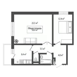 2-к квартира, вторичка, 58м2, 3/10 этаж
