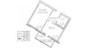 1-к квартира, вторичка, 43м2, 24/24 этаж
