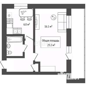 1-к квартира, вторичка, 29м2, 9/9 этаж