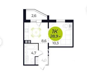 1-к квартира, вторичка, 30м2, 1/17 этаж