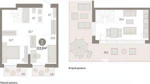 2-к квартира, вторичка, 113м2, 8/8 этаж