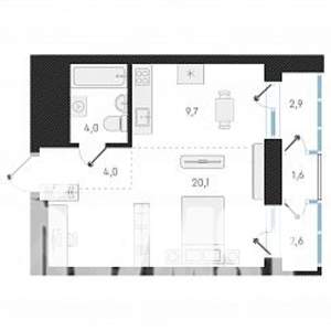 1-к квартира, строящийся дом, 38м2, 16/18 этаж