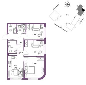 3-к квартира, вторичка, 75м2, 8/9 этаж