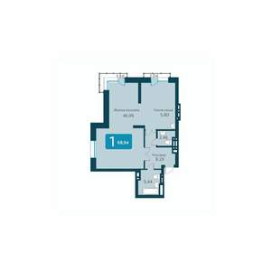 2-к квартира, строящийся дом, 69м2, 8/25 этаж