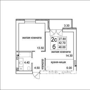 2-к квартира, вторичка, 43м2, 7/8 этаж