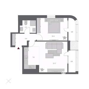 2-к квартира, строящийся дом, 62м2, 23/24 этаж