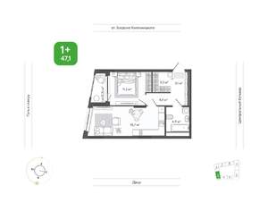 2-к квартира, вторичка, 47м2, 4/14 этаж
