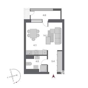 1-к квартира, строящийся дом, 33м2, 16/24 этаж