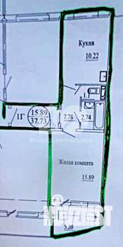 1-к квартира, вторичка, 38м2, 4/10 этаж