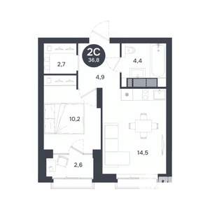 1-к квартира, вторичка, 37м2, 7/17 этаж