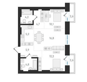 3-к квартира, вторичка, 64м2, 8/16 этаж