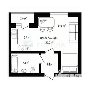 Студия квартира, вторичка, 30м2, 5/12 этаж