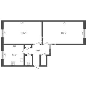 2-к квартира, вторичка, 57м2, 4/4 этаж