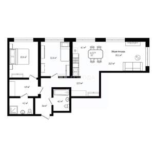 2-к квартира, вторичка, 83м2, 4/17 этаж