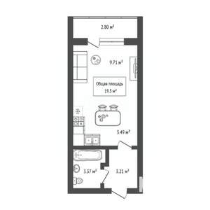 Студия квартира, вторичка, 20м2, 2/9 этаж