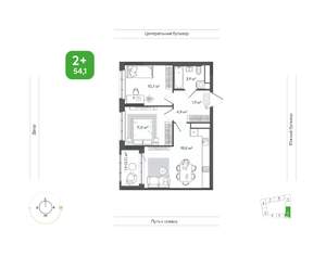 2-к квартира, вторичка, 54м2, 7/11 этаж