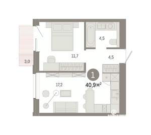 1-к квартира, вторичка, 41м2, 5/9 этаж