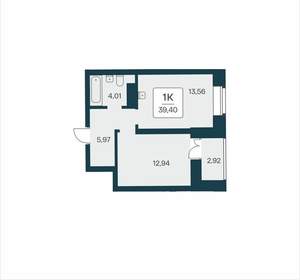 1-к квартира, вторичка, 39м2, 13/25 этаж