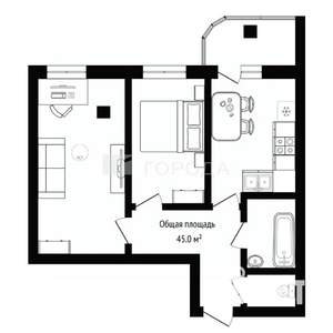 2-к квартира, вторичка, 45м2, 5/19 этаж